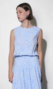 Lucy Mixed Media Bubble Embroidered Top