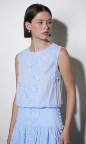 Lucy Mixed Media Bubble Embroidered Top
