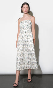Sara Gathered Sides Sleeveless Midi Dress