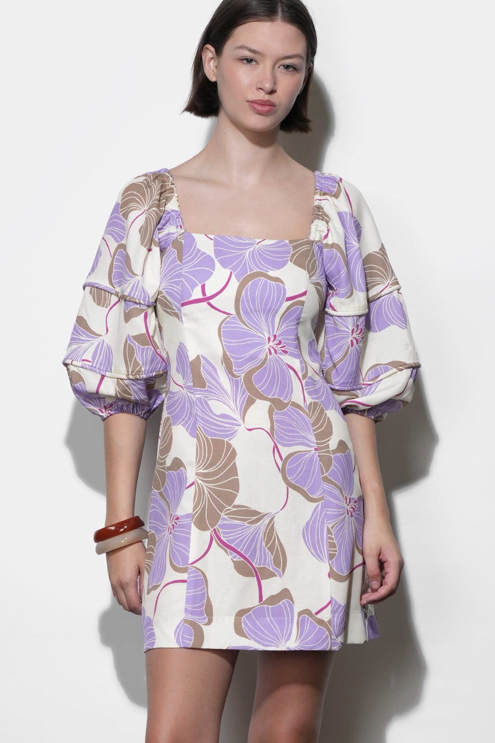 Emery Bubble Sleeve Piped Mini Dress