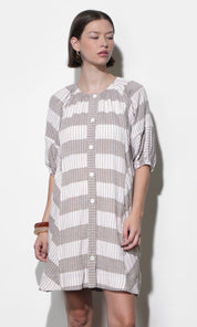 Kendall Puff Sleeve Popover Mini Dress