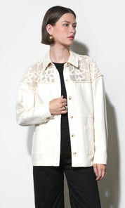 Gabriella Oversized Crochet Yoke Shacket