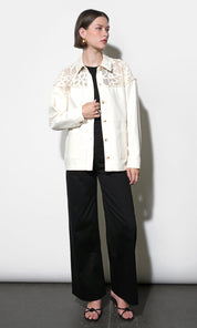 Gabriella Oversized Crochet Yoke Shacket