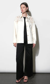 Gabriella Oversized Crochet Yoke Shacket