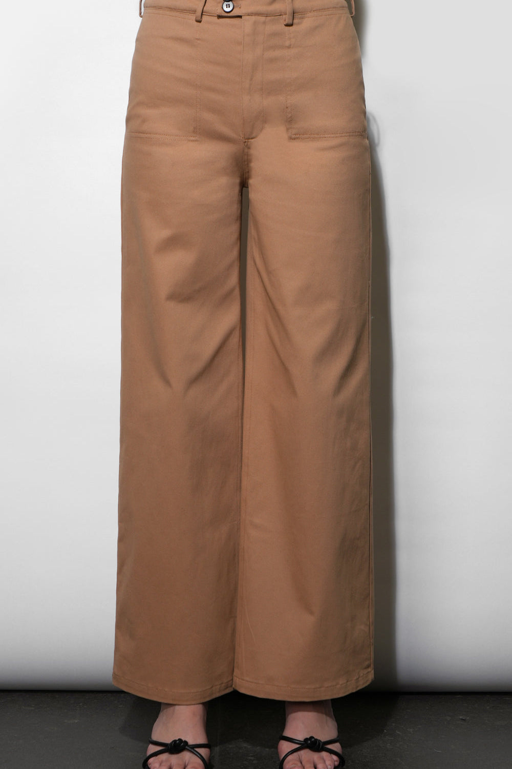 Jennsen Cotton Canvas Wide Leg Tan Pants