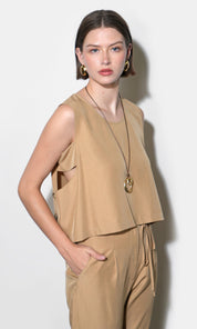 Zoey Side Button Scoop Neck Top