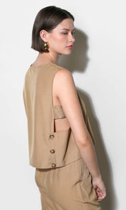 Zoey Side Button Scoop Neck Top