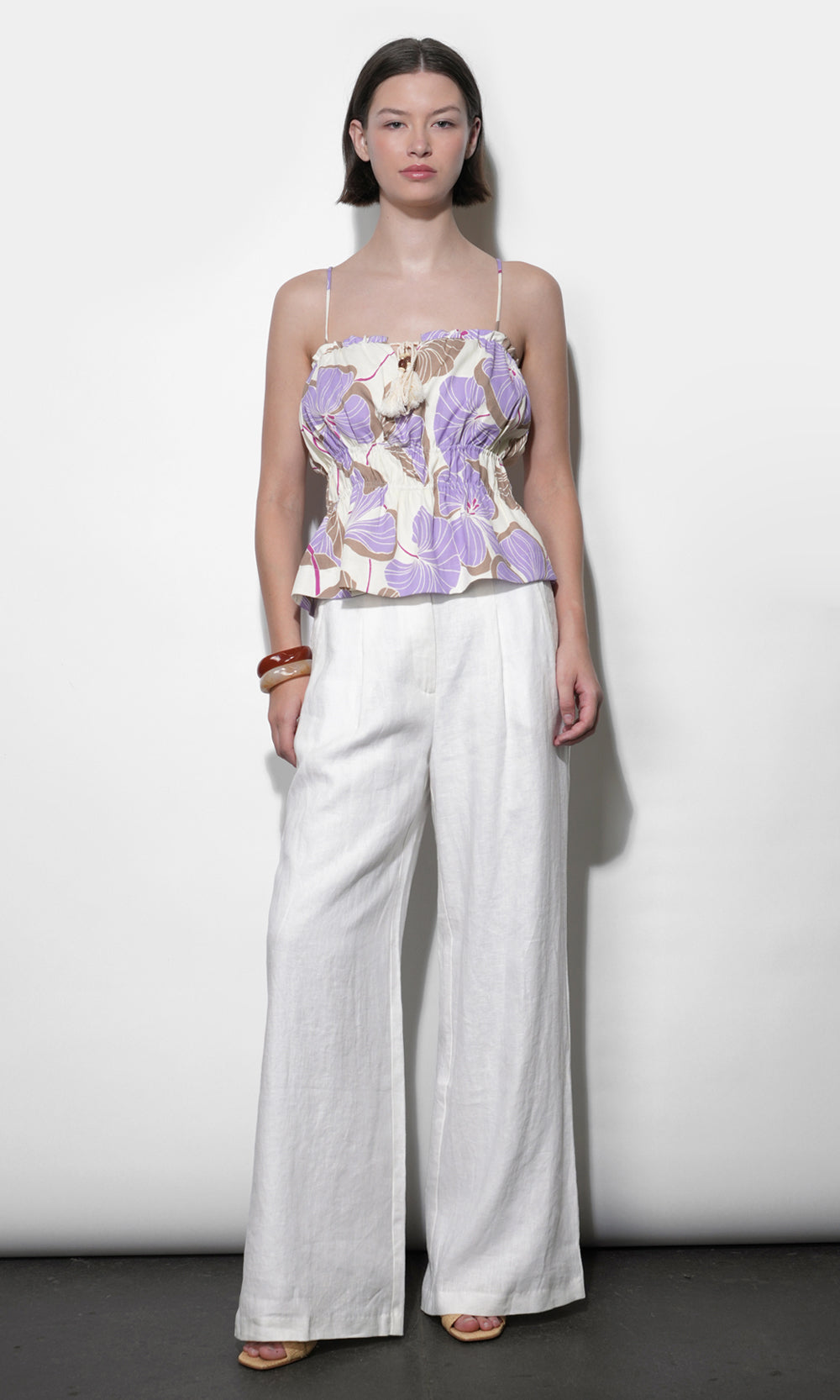 Iris Tie Front Elastic Waist Tank