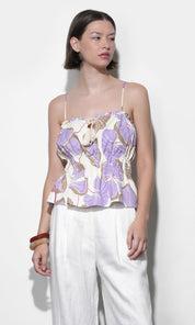 Iris Tie Front Elastic Waist Tank