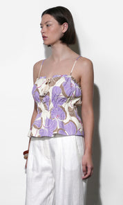 Iris Tie Front Elastic Waist Tank