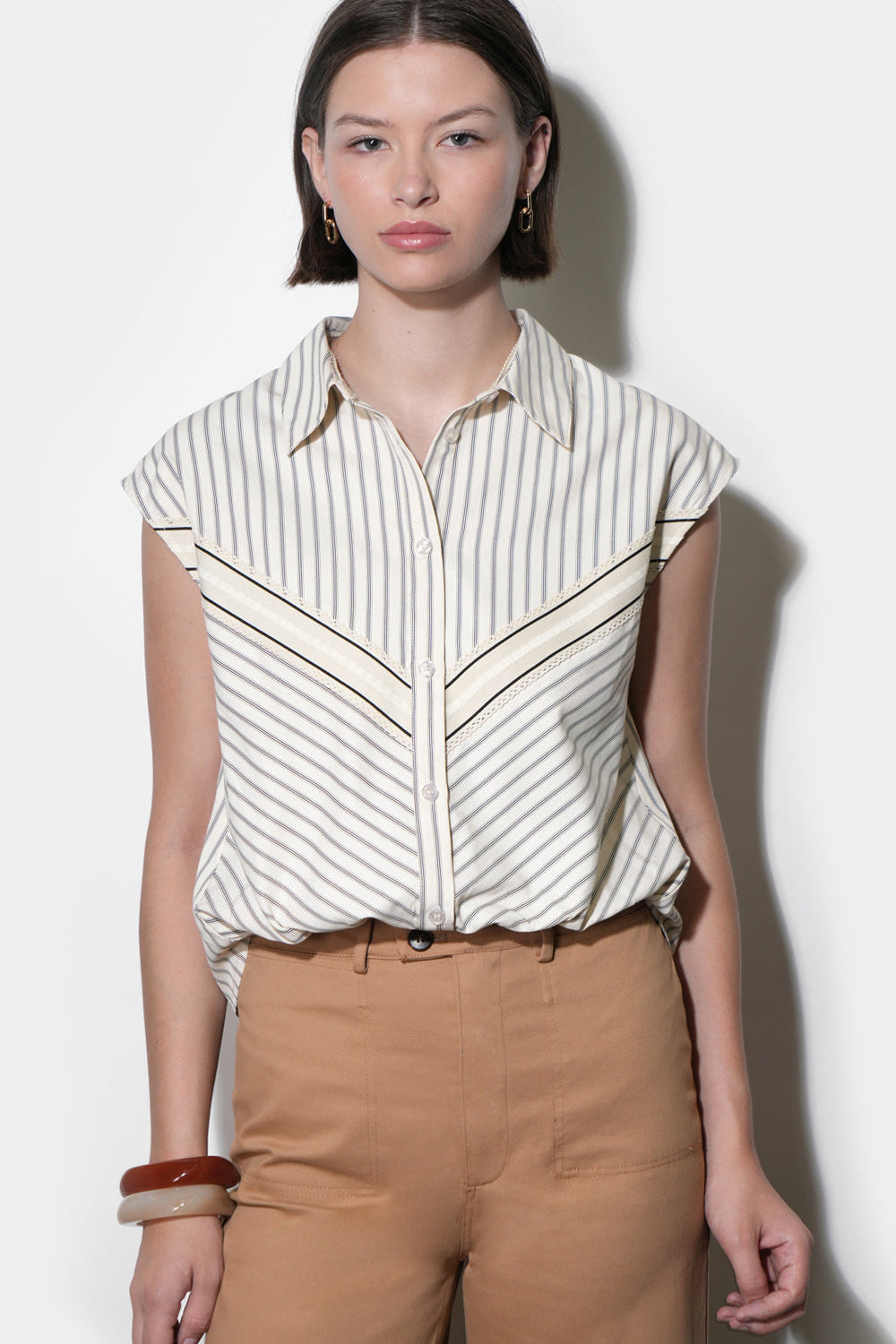 Everly Dolman Stripe Shirt Elastic Hem