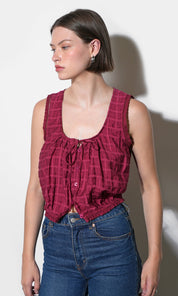 Clara Textured Eyelet Detail Bubble Hem Top