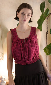 Clara Textured Eyelet Detail Bubble Hem Top
