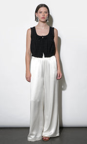 Clara Textured Eyelet Detail Bubble Hem Black Top