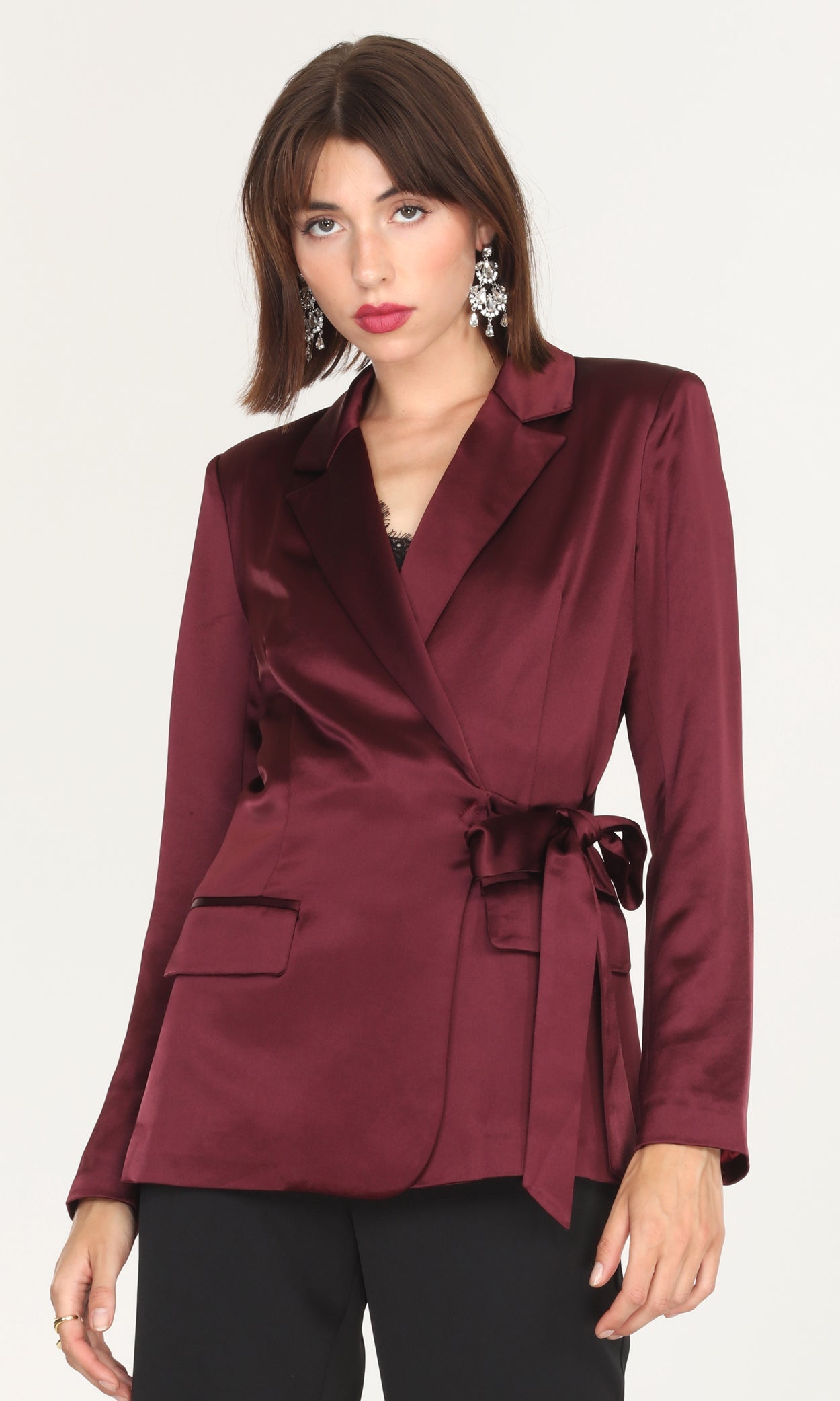 Glenda Satin Side Tie Blazer