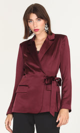 Glenda Satin Side Tie Blazer