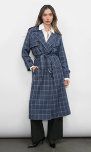 Glenn Oversized Plaid Trench Coat