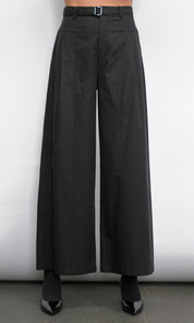 Hera Wide Leg Black Palazzo Twill Pants