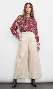 Hera Wide Leg Palazzo Twill Pants