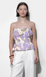 Iris Tie Front Elastic Waist Tank