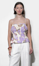 Iris Tie Front Elastic Waist Tank