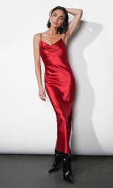 Isla Cowl Neck Satin Maxi w/ Slit