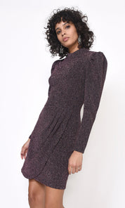 Jackie Metallic Knit Mock Neck Dress