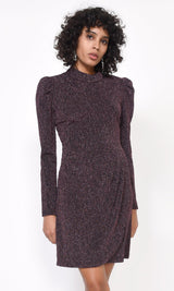 Jackie Metallic Knit Mock Neck Dress