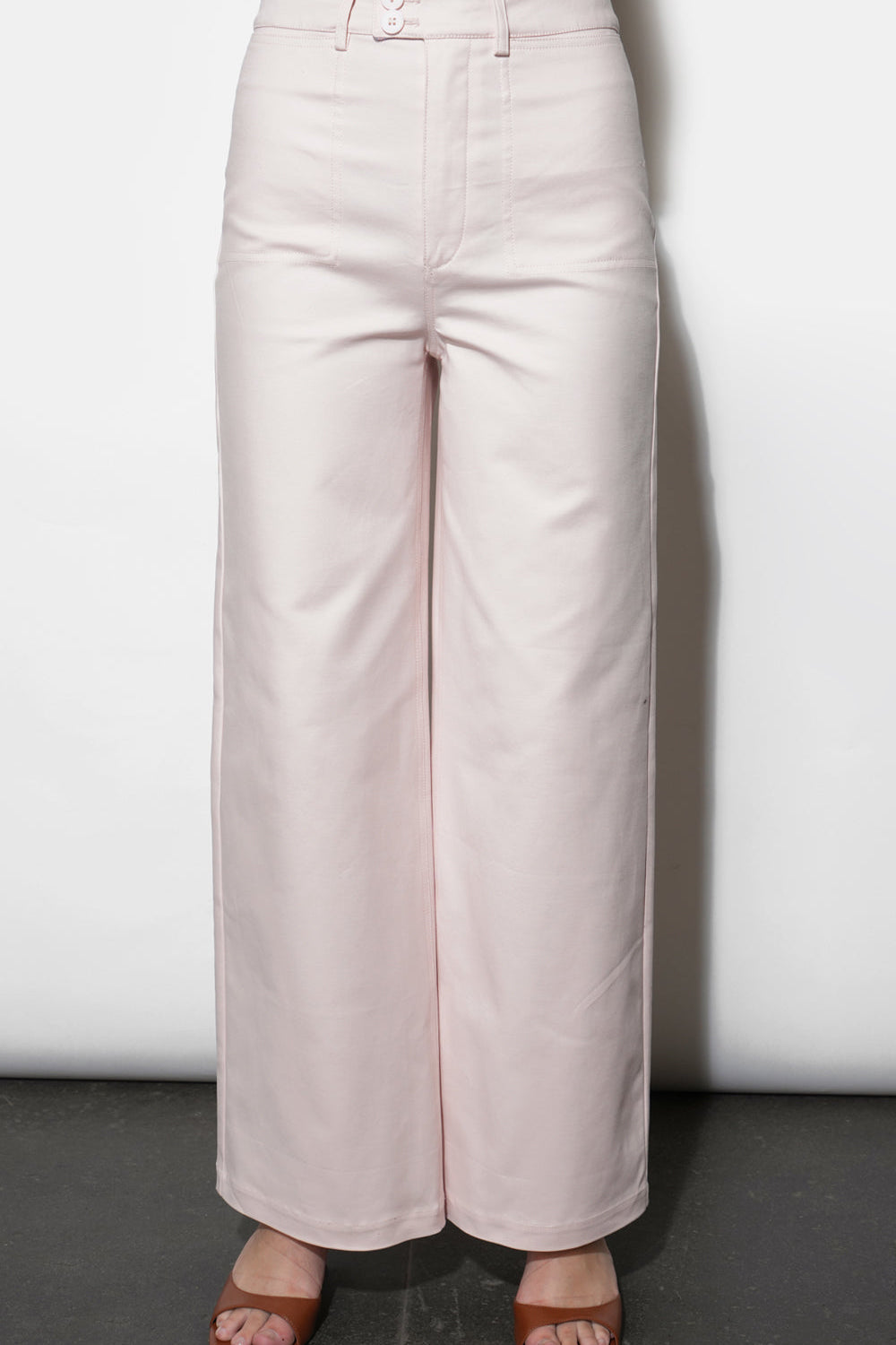 Jennsen Cotton Canvas Wide Leg Pink Pants