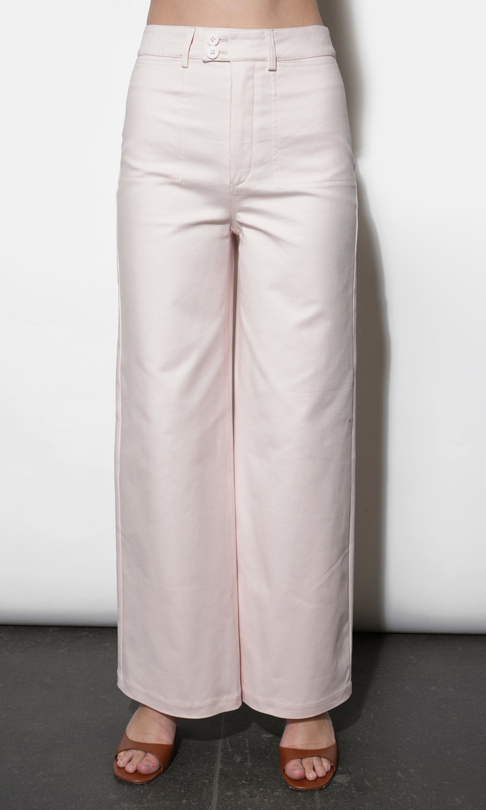 Jennsen Cotton Canvas Wide Leg Pink Pants