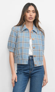 Joanne Short Sleeve Tweed Plaid Jacket