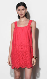 Kallie Linen Blend Embroidered Mini Dress