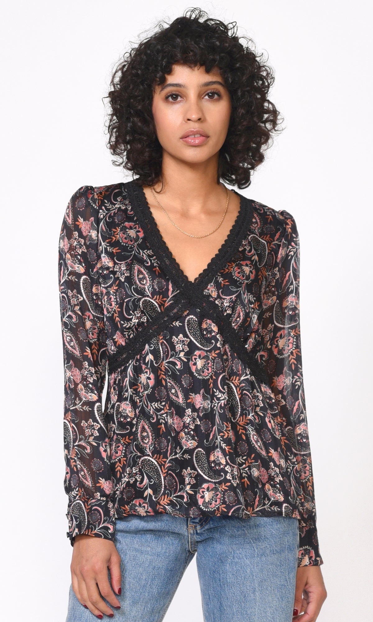 Kiani Lace Trimmed Blouse