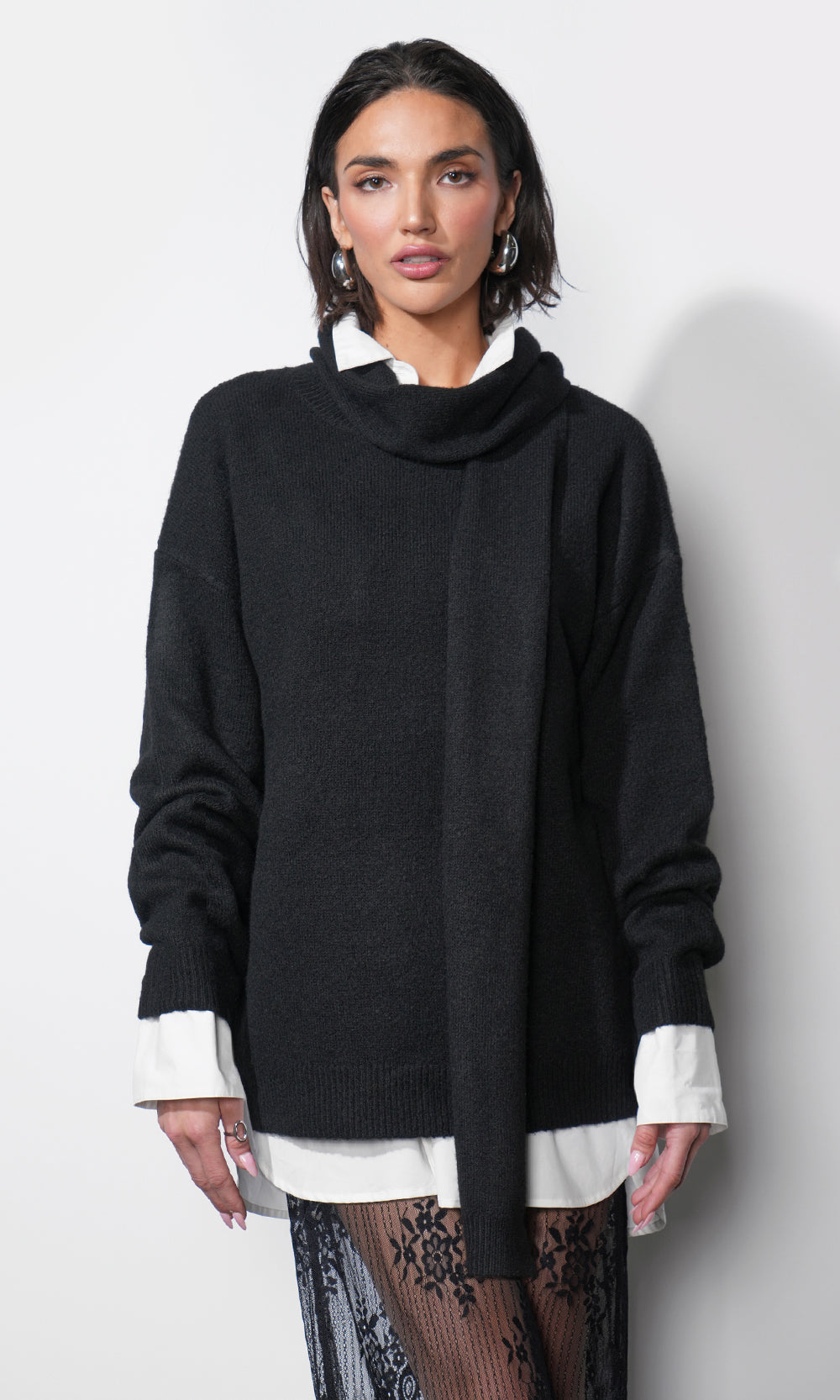 Kit Soft Crew Neck Sweater W/ Removable Scarf