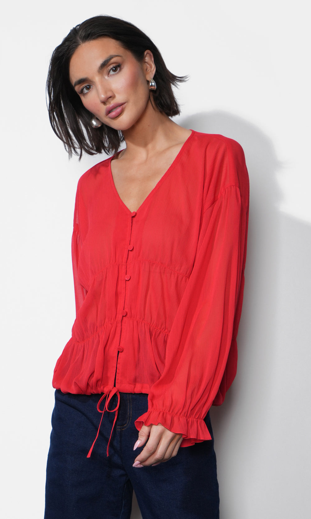 Lainey Flowy Button Front Blouse