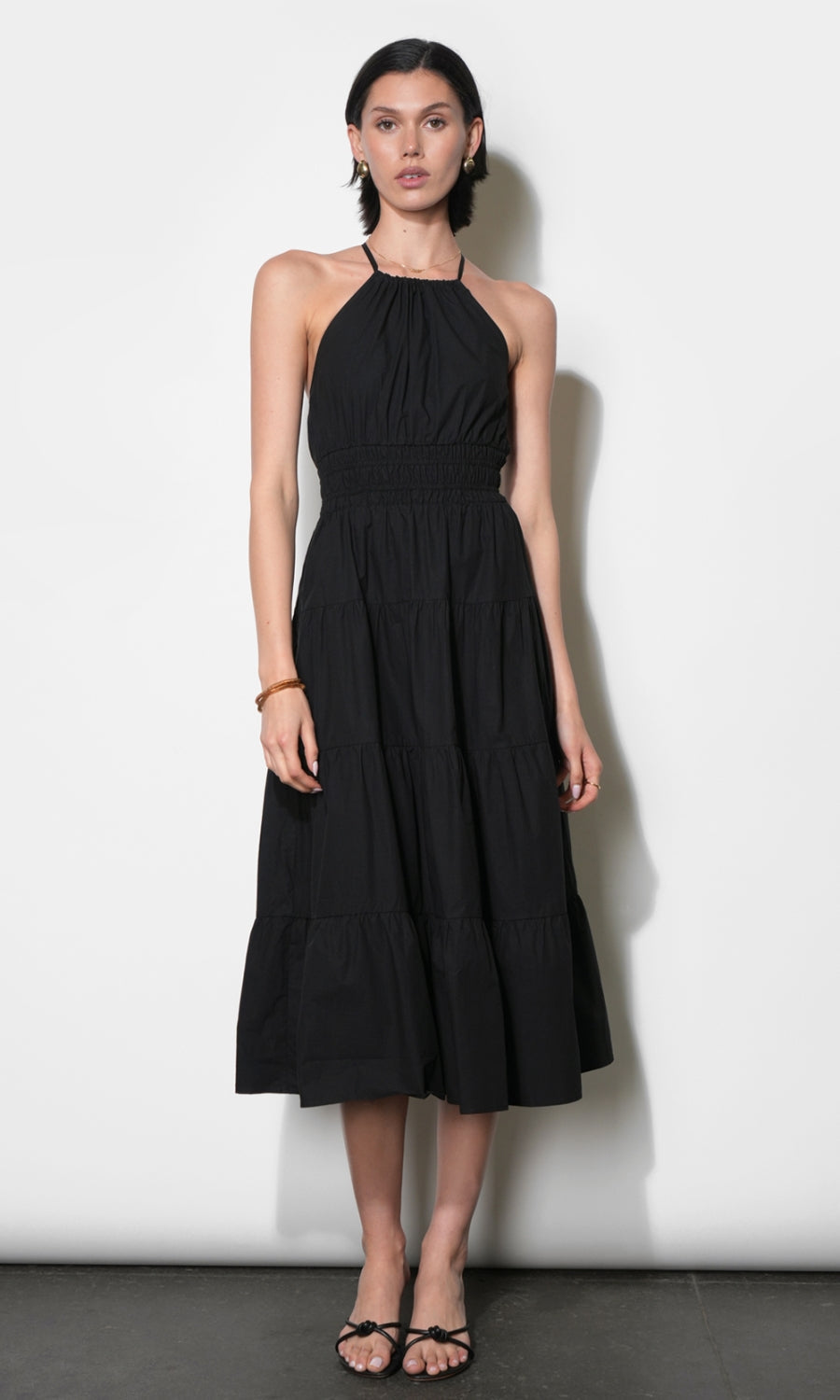 Laurel Poplin Halter Midi Dress