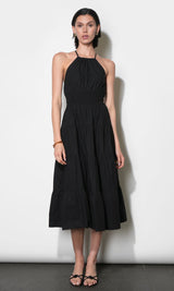 Laurel Poplin Halter Midi Dress