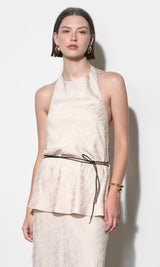 Lillian Halter Top With Braided Belt
