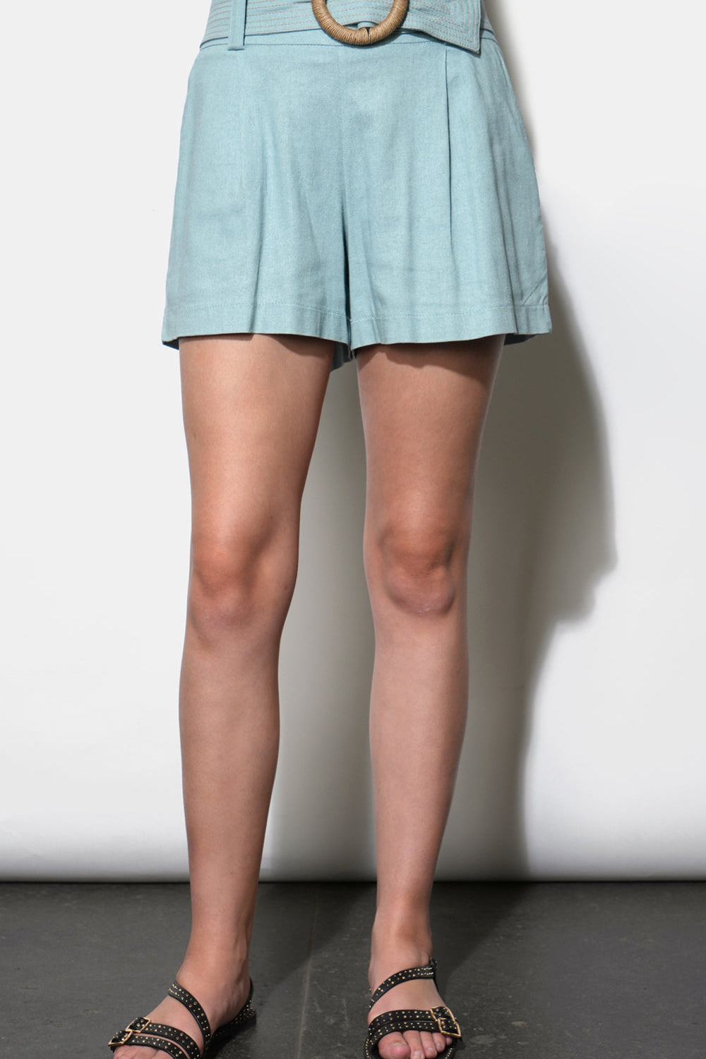 Lily Belted Linen Blend Shorts