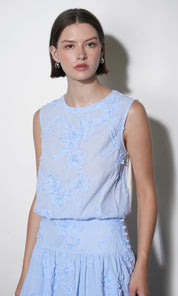 Lucy Mixed Media Bubble Embroidered Top