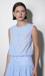 Lucy Mixed Media Bubble Embroidered Top