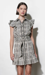 Mabel Belted Plaid Mini Dress