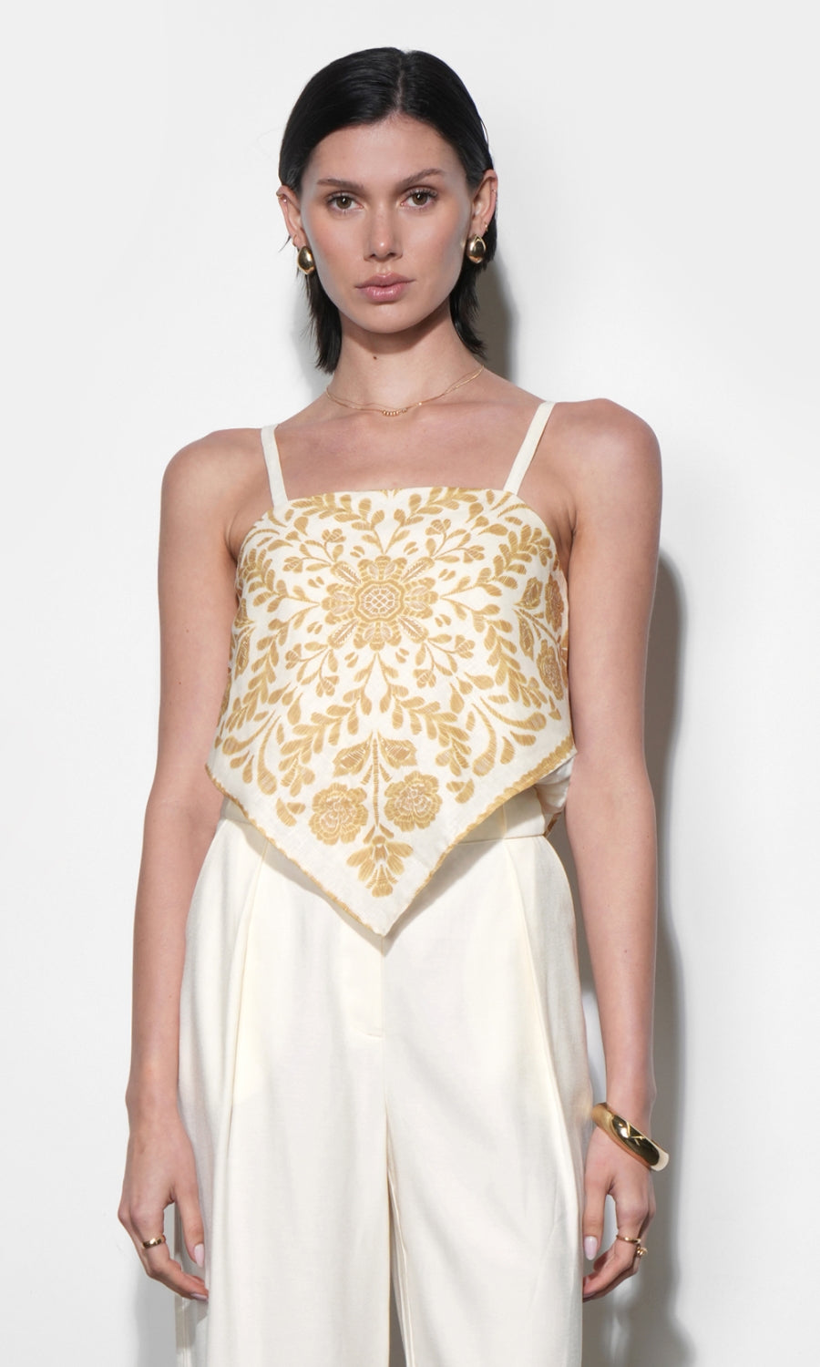 Macie Scarf Print Top