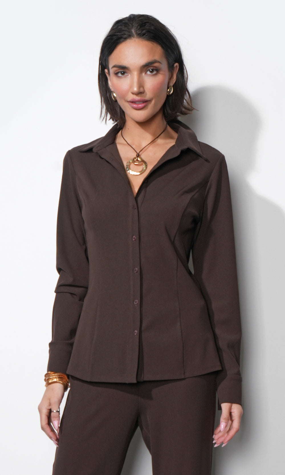 Margot Button Up Rib Knit Top