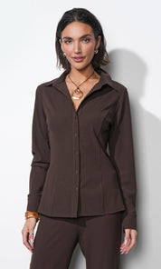 Margot Button Up Rib Knit Top