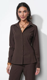 Margot Button Up Rib Knit Top