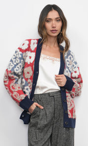 Mina Mix Motif Oversized Cardigan