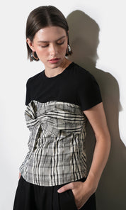 Nadia Knit Combo Twist Front Top