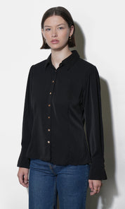 Naomi Bell Cuff Slim Blouse W/ Gold Buttons