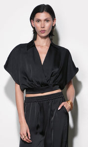 Nisa Dolman Sleeve Black Top